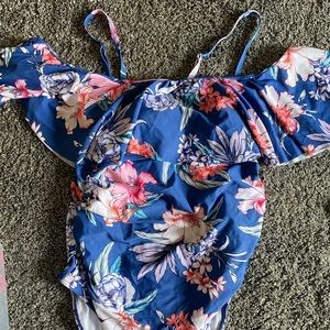 Blue floral Pinkblush maternity swimsuit